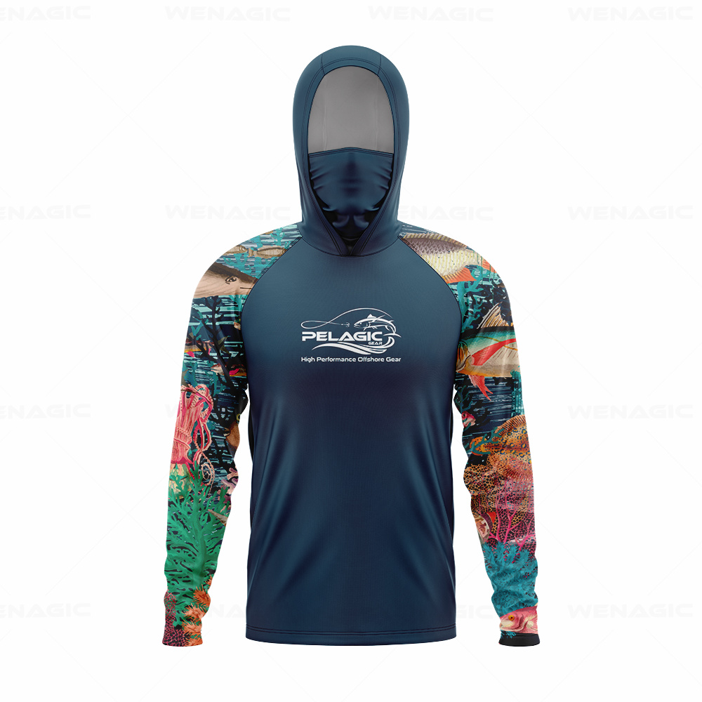 Fishing Shirt Uv Protection - pelagic gear Men Hood Fishing Shirt