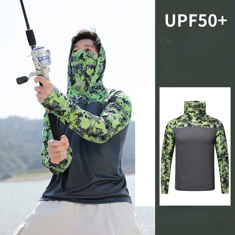 Fishing Hoodie - Fishing Shirt Hooded Men Sunscreen Clothes