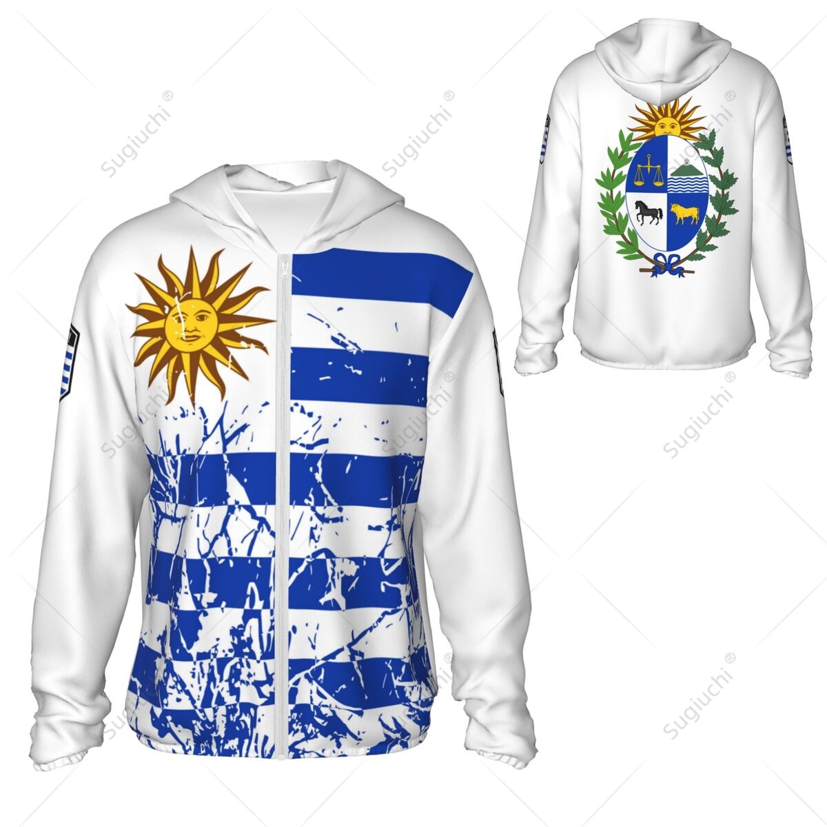 Fishing Hoodie - Uruguay Flag Sun Protection Hoodie Sunscreen
