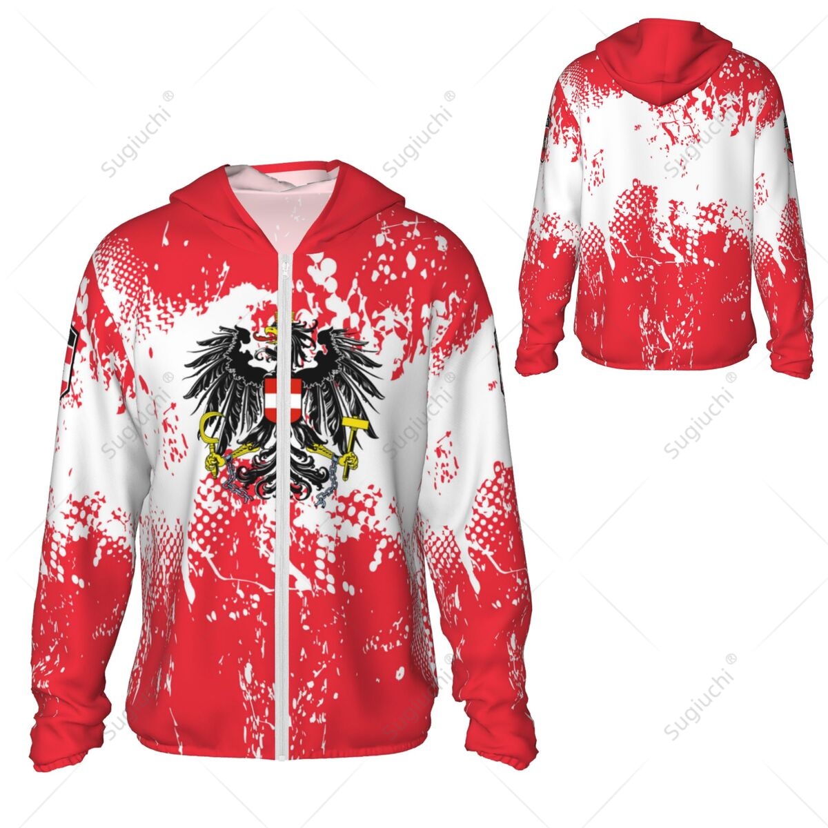 Fishing Hoodie - Austria Flag Sun Protection Hoodie Sunscreen