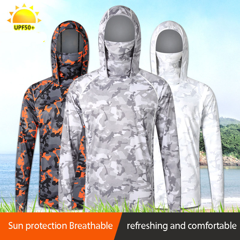Fishing Shirt Uv Protection - Camouflage Fishing T-shirt with Face Mask