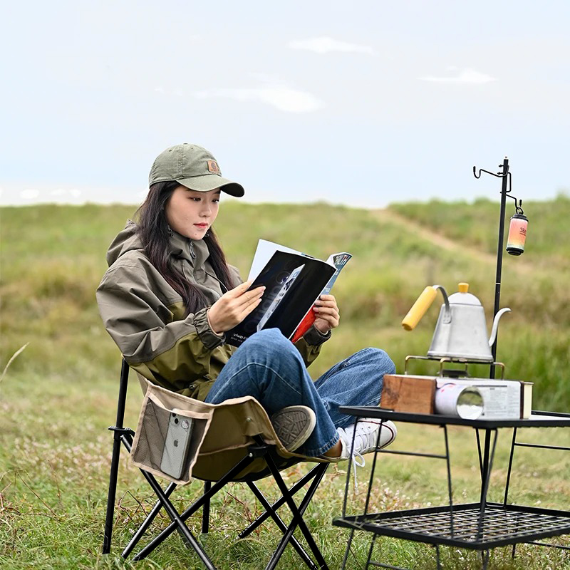Fishing Backpack - Portable Folding Camping Moon Chair, Lightweight