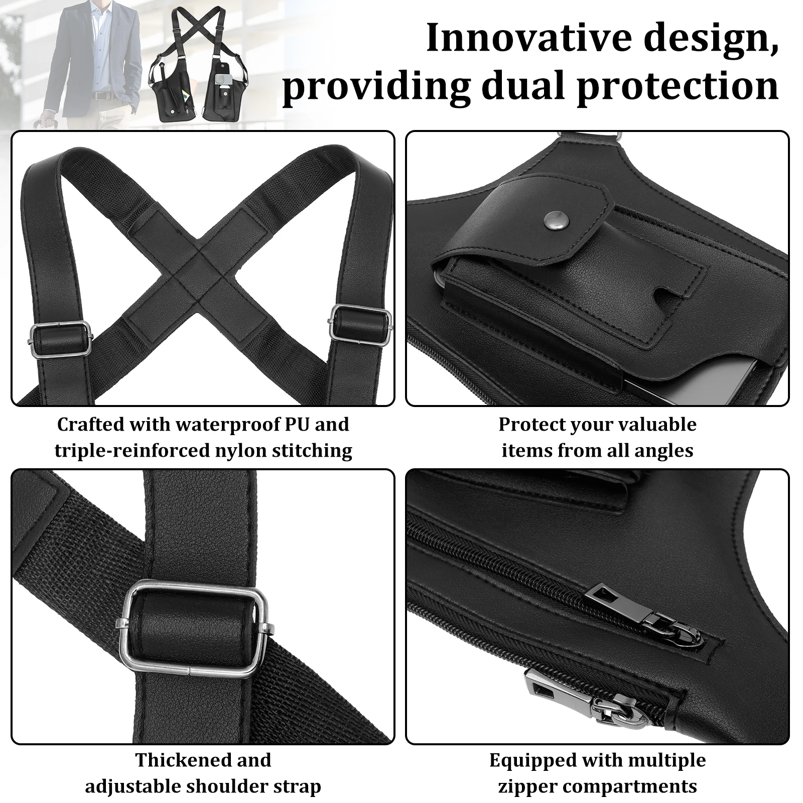 Underarm Anti Theft Bag PU Dou - Fishing Bag Waterproof review and price