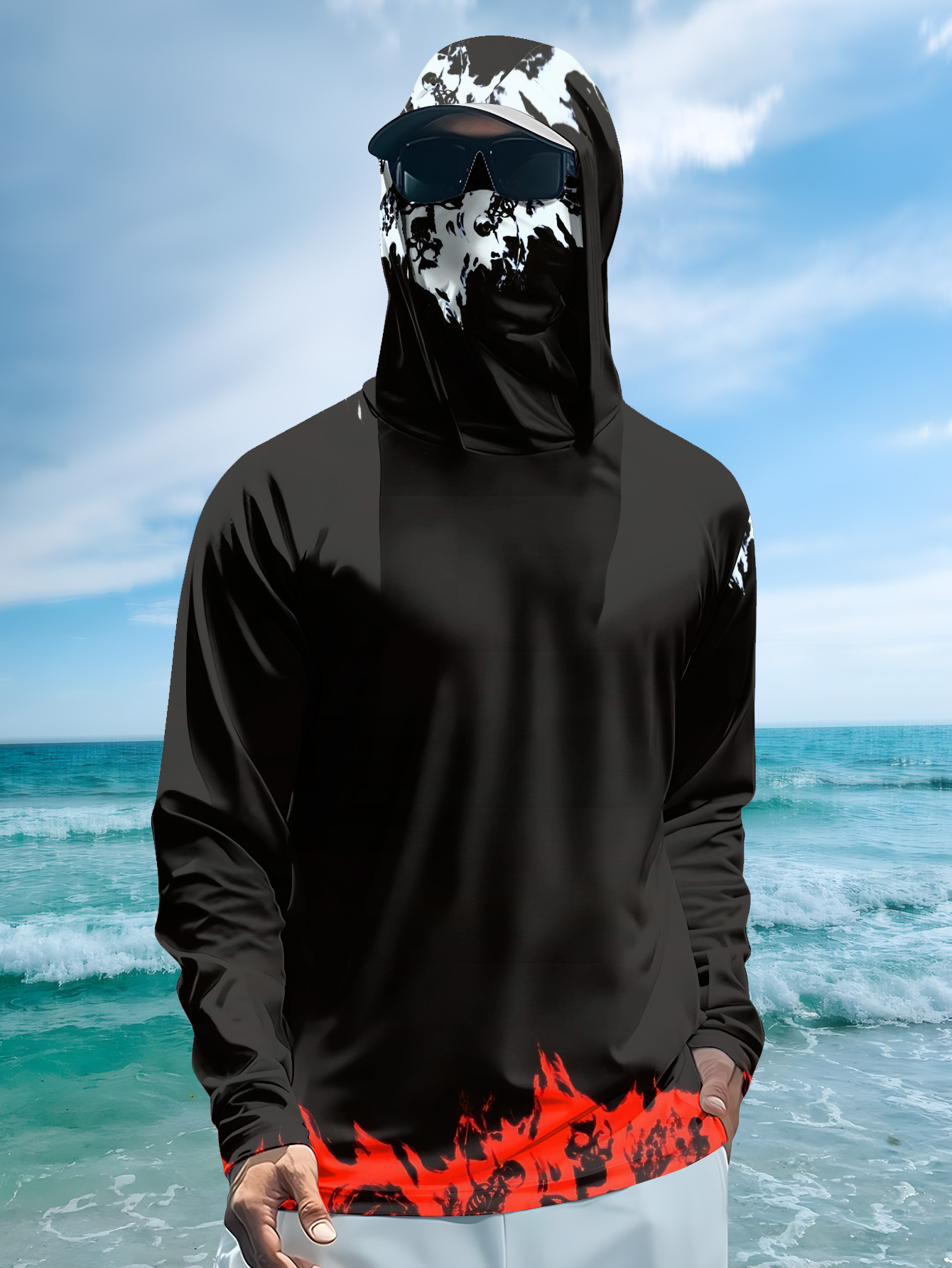 Men Hood Fishing Shirt long sl - Fishing Shirt Uv Protection review and price
