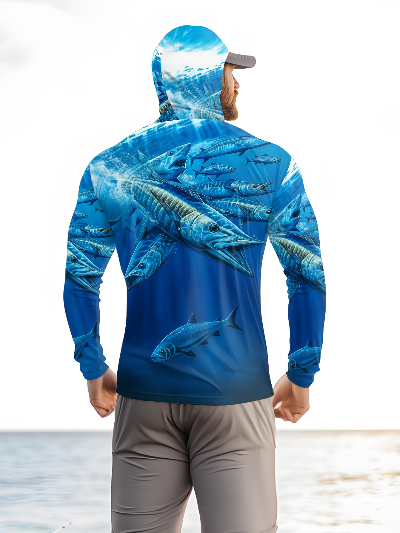 Men Hood Fishing Shirt long sl - Fishing Shirt Uv Protection review and price